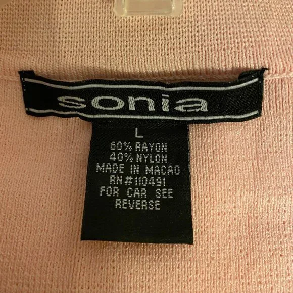 Sonia Pink/Black Sweater Jacket Size L NWT - Picture 3 of 6
